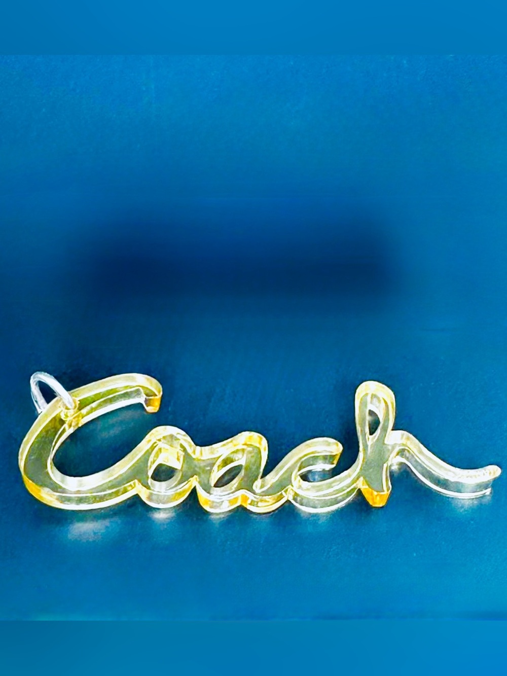 COACH, Poppy Y2K Clear Metallic Gold Script Keychain or Bag Tag - Picture 6 of 6